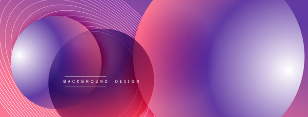 Gradient circles with shadows. Vector techno abstract background. Modern overlapping forms wallpaper background, design template