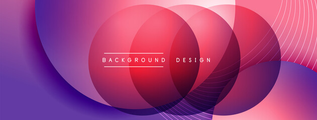 Gradient circles with shadows. Vector techno abstract background. Modern overlapping forms wallpaper background, design template