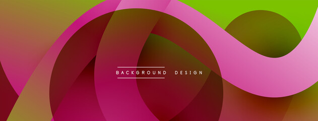 Abstract overlapping lines and circles geometric background with gradient colors