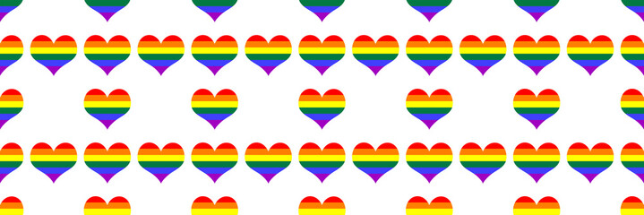 an LGBT flag with a painted rainbow heart. seamless texture. multicolored heart on a white background.