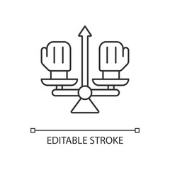Conflict management linear icon. Professional conflict resolution. Find compromise. Thin line customizable illustration. Contour symbol. Vector isolated outline drawing. Editable stroke