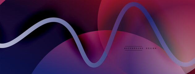 Abstract gradient background with wave line with shadow effect. Geometric composition. 3D shadow effects and fluid gradients