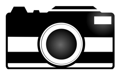 Camera icon black and white vector photography illustration design