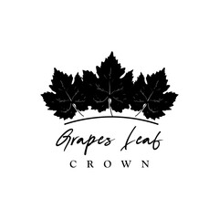 Crown grapes leaf logo template and symbol vector icon illustration design