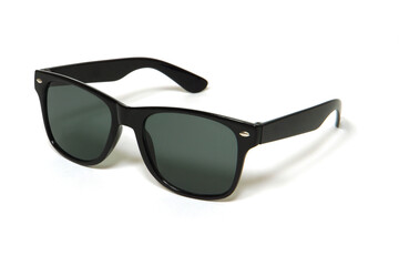 Black sunglasses side view on a white background