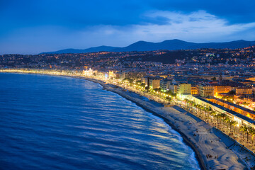 Naklejka na ściany i meble Picturesque view of Nice, France in the evening