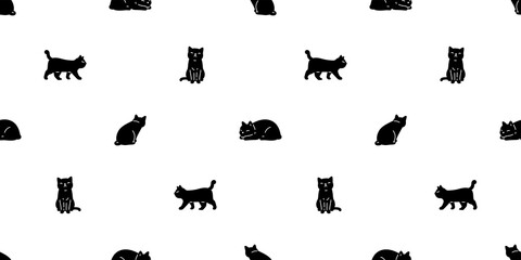cat seamless pattern kitten calico vector pet repeat background scarf isolated cartoon animal tile wallpaper doodle illustration design