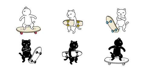 cat vector kitten skateboard calico icon pet surfskate spart breed character cartoon doodle symbol illustratio design