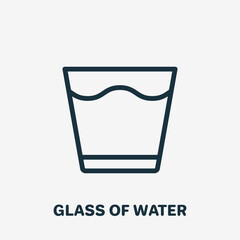 Glass of Water Linear Icon. Drinking Glass Line Pictogram. Glassful of Clean Water Icon. Editable stroke. Vector illustration