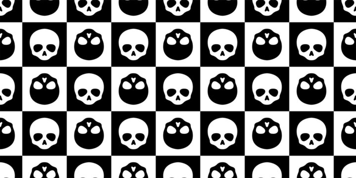 skull Halloween seamless pattern vector diamond checked crossbone ghost pirate icon cartoon repeat wallpaper tile background doodle scarf isolated illustration design