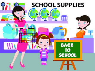 Mother and daughter shopping 2D cartoon concept for banner, website, illustration, landing page, flyer, etc.