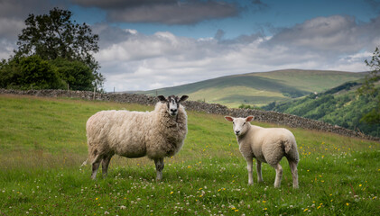 two sheep looking at camera in Yorkshire dales