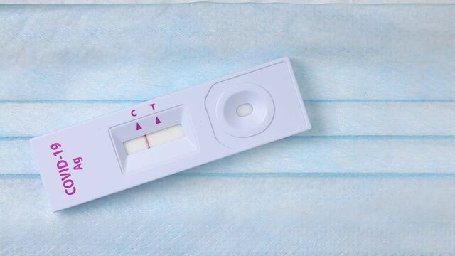 Closeup of a Corona virus disease inspection equipment. Healthcare kit for test COVID-19 Rapid antigen (RDAT) ,Quick Detection Testing , Comfortable for test at home by self.