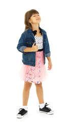 Pretty girl posing half turned to the camera