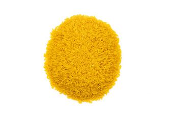 Raw turmeric rice on isolated white background