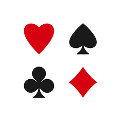 Poker playing cards suits symbols - Spades, Hearts, Diamonds and Clubs.