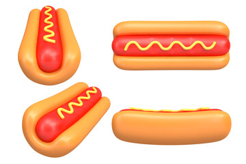 3d asset render illustration hot dog