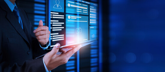 Web page browser of Social media Page VR Interface on the laptop computer.