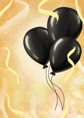 Happy birtday party invitation with ballons. Graphic design for postcard, greeting card, banner, invite card, poster