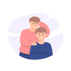 illustration of a happy father and son. father and son's day concept. parents and child. family. flat cartoon style. vector design