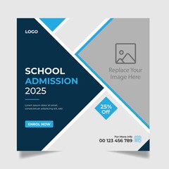 School Admission Social Media Post Design, Back to School Social Media Post Template