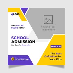 School Admission Social Media Post Design, Back to School Social Media Post Template