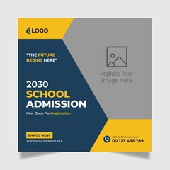 School Admission Social Media Post Design, Back to School Social Media Post Template