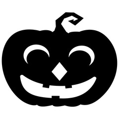 Paper cutting pumpkin. Vector black silhouette halloween.