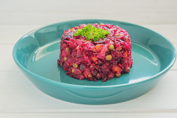 vegetable salad, vinaigrette, beetroot dish