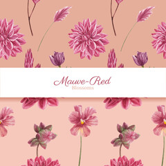 Pattern seamless with muave red floral concept,waterolor style