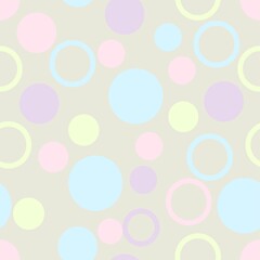 Geometric Dots And Rings In Multicolor Pastel Shades On Grey