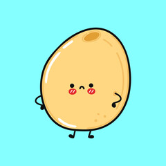 Cute sad millet character. Vector hand drawn cartoon kawaii character illustration icon. Isolated on blue background. Millet character concept