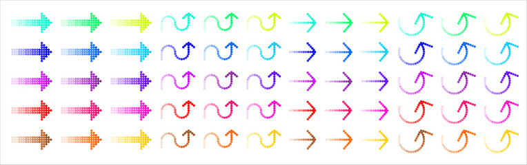 Set of colourful gradation dots arrows 3 　矢印　ドット　水玉　グラデーション　カラフル　セット３