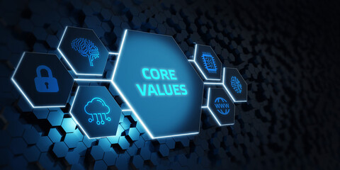 Business, Technology, Internet and network concept. Core values responsibility ethics goals company concept