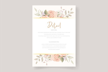 Obraz na płótnie Canvas Beautiful soft floral and leaves wedding invitation card design