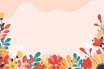 Fototapeta na wymiar Beautiful hand drawn spring background with flowers