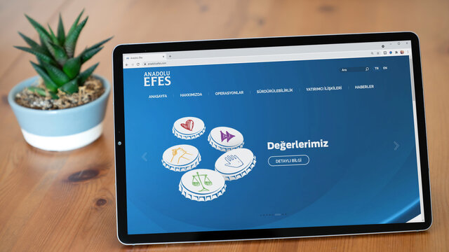 Illustrative Editorial Of Turkish Anadolu Efes Website Homepage.