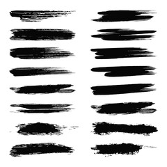 Big collection of grunge black paint, ink brush strokes. Brushes, lines, brush, strokes, grunge, dirty, backdrop. Grunge backgrounds set - stock vector.