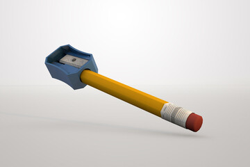 Classic pencil and sharpener a back to school 3D concept