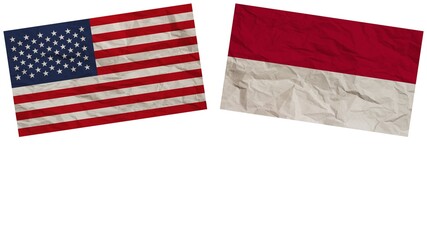 Obraz premium Indonesia and United States of America Flags Together – Paper Texture Effect – Illustration