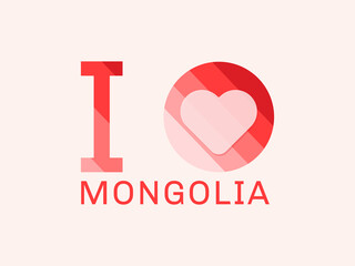 I Love Mongolia with heart shape Vector