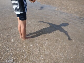 person walking on beach
