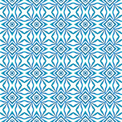 Green geometric chevron watercolor border. Blue