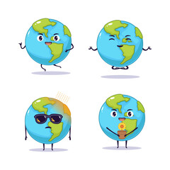 Kawaii cute earth illustration design