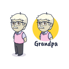 Cute grandpa mascot logo design