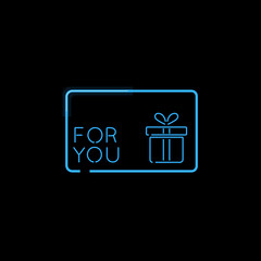 For you gift card glowing neon vector illustration