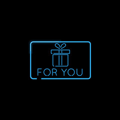 For you gift card glowing neon vector illustration