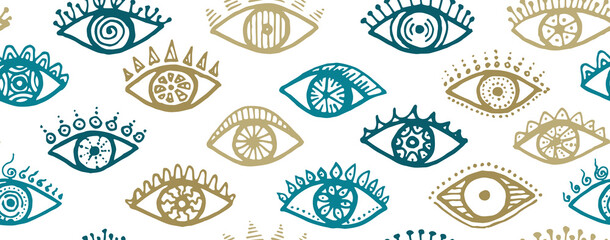 Doodle female eyes modern repeatable ornament.