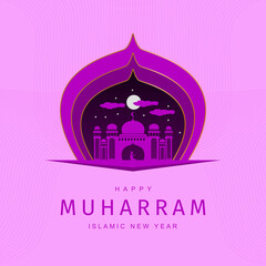 vector illustration Muharram islamic new year greeting template
