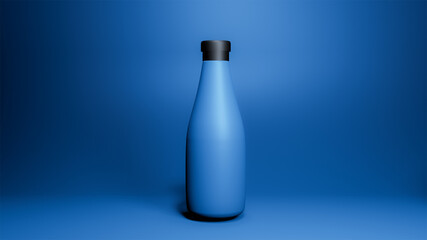 3d milk blue bottle